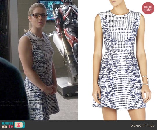 Bcbgmaxazria 'Melina' Ikat Flounce-Hem Dress worn by Felicity Smoak (Emily Bett Rickards) on The Flash