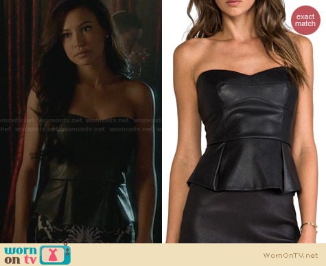 Bcbgmaxazria Neomi Leather Peplum Top worn by Naya Rivera on Glee