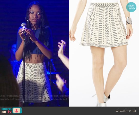 Bcbgmaxazria Queeny Skirt in French Cream Combo worn by Tamra (Xosha Roquemore) on The Mindy Project