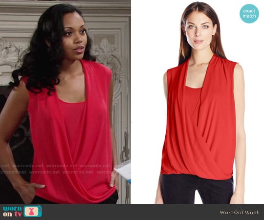 Bcbgmaxazria Raychel Blouse in Bright Poppy worn by Hilary Curtis (Mishael Morgan) on The Young and the Restless