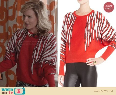 Bcbgmaxazria red Camille Zebra Jacquard Sweater worn by Lindsey Gort on The Carrie Diaries