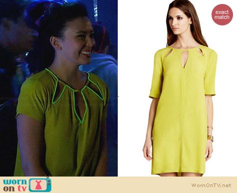 Bcbgmaxazria Rosetta Dress in Lemon Grass worn by Malese Jow on Star-Crossed