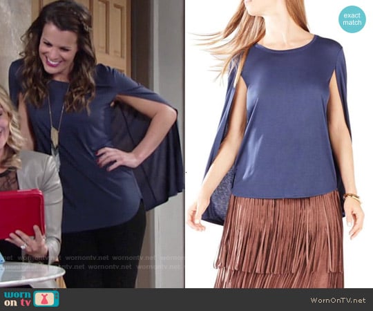 Bcbgmaxazria Vanessa Cape Top worn by Chelsea Lawson (Melissa Claire Egan) on The Young and the Restless