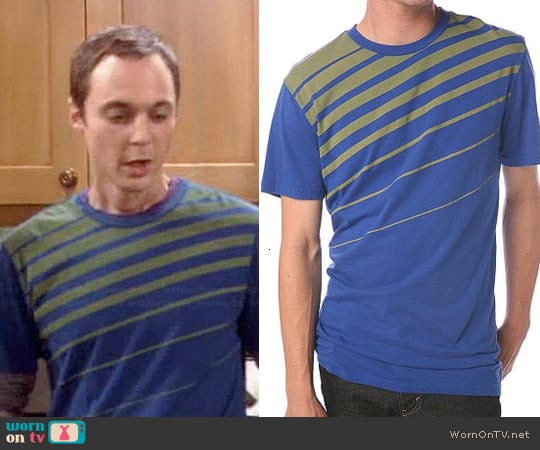 BDG Angled Stripe Tee worn by Sheldon Cooper on The Big Bang Theory