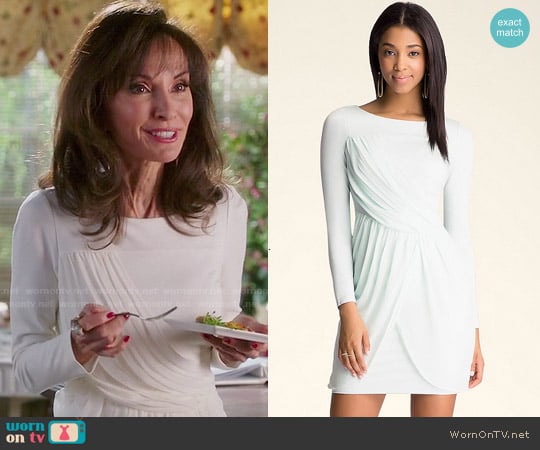 Bebe Draped Tulip Overlay Dress worn by Genevieve Delatour (Susan Lucci) on Devious Maids