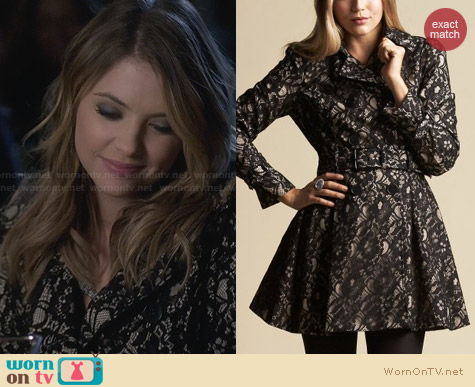 Bebe Lace Overlay Coat worn by Ashley Benson on PLL