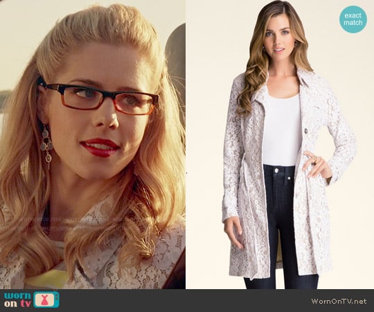 Bebe Lace Trench Coat worn by Felicity Smoak (Emily Bett Rickards) on Arrow