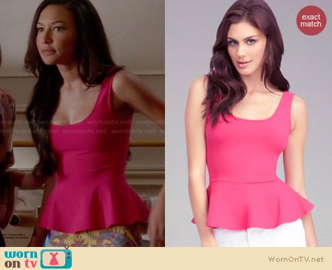 Bebe Pink Peplum Tank worn by Naya Rivera on Glee