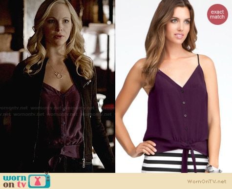 Bebe Solid Tie Hem Cami worn by Candice Accola on The Vampire Diaries