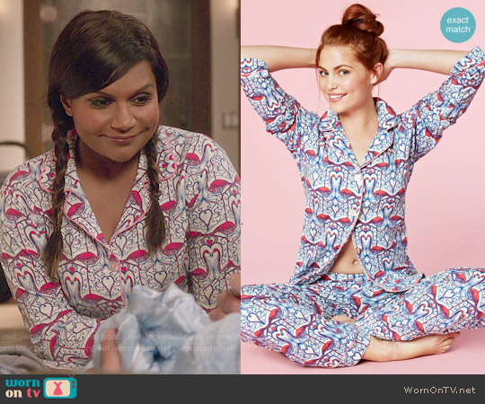 BedHead Classic Pajamas in Coral Flamingos worn by Mindy Lahiri (Mindy Kaling) on The Mindy Project