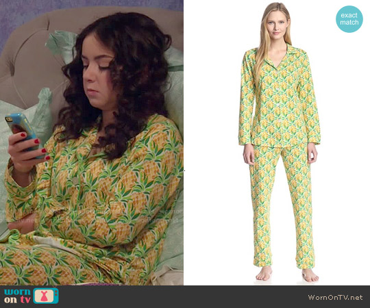 BedHead Classic Pajama Set in Pineapples worn by Delia Delfano (Sarah Gilman) on I Didnt Do It