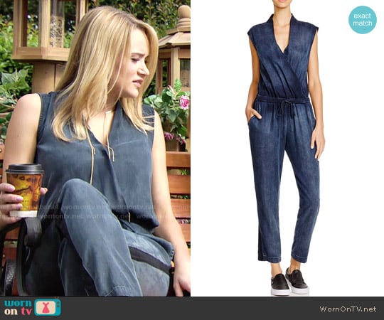 Bella Dahl Cross Front Jumpsuit worn by Summer Newman (Hunter King) on The Young and the Restless