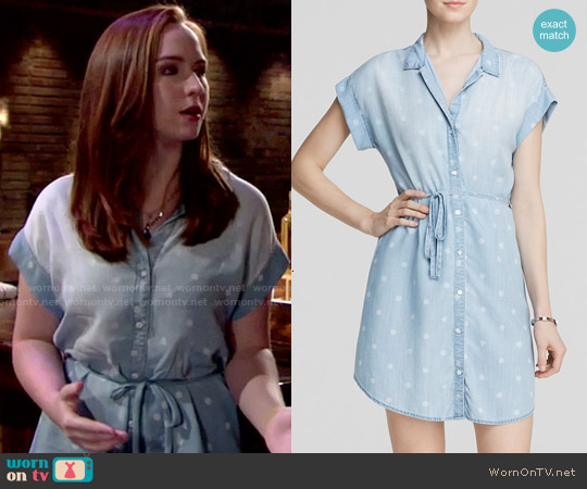 Bella Dahl Chambray Polka Dot Shirt Dress worn by Mariah Copeland (Camryn Grimes) on The Young and the Restless