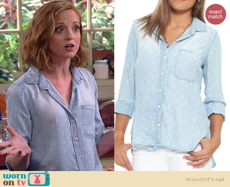 Bella Dahl Polka Dot Chambray Shirt worn by Jayma Mays on The Millers