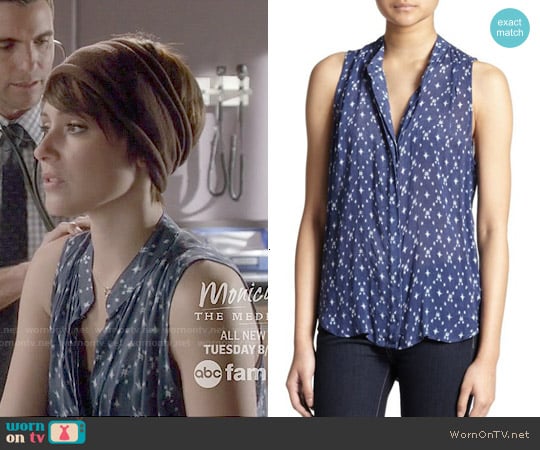 Bella Dahl Sleeveless Printed Blouse worn by April Carver (Italia Ricci) on Chasing Life