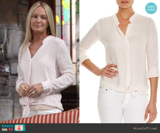 Bella Dahl Tie Waist Shirt in Petal Pink worn by Sharon Newman (Sharon Case) on The Young and the Restless