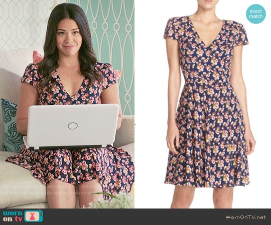 Betsey Johnson Floral Print Chiffon Fit & Flare Dress worn by Jane Villanueva (Gina Rodriguez) on Jane the Virgin