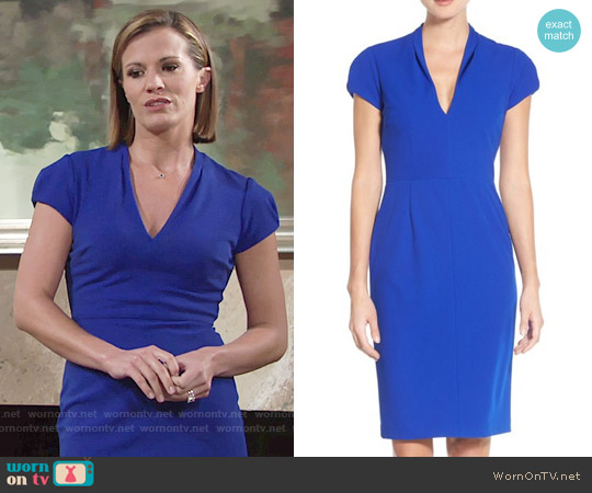 Betsey Johnson Puffed Sleeve Scuba Sheath Dress worn by Chelsea Lawson (Melissa Claire Egan) on The Young and the Restless