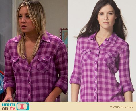 The Big Bang Theory Fashion: C&C California Plaid Shirt worn by Kaley Cuoco