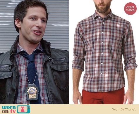 Billy Reid John T Plaid Sport Shirt worn by Andy Samberg on Brooklyn 99