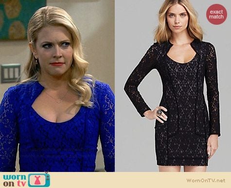 Black Halo Ashton Lace Mini Dress worn by Melissa Joan Hart on Melissa & Joey