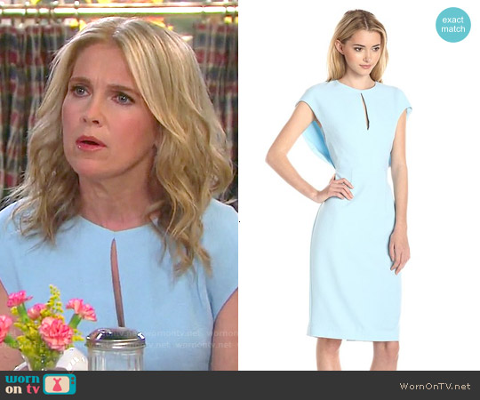 Black Halo Cap-Sleeve Cutout Sheath Dress worn by Jennifer Horton (Melissa Reeves) on Days of our Lives