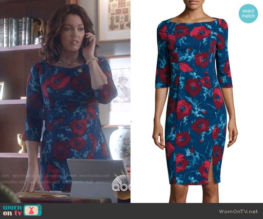 Black Halo Marissa Rococo Floral Sheath Dress worn by Mellie Grant (Bellamy Young) on Scandal