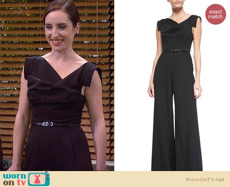 Black Halo Jackie Jumpsuit worn by Zoe Lister Jones on FWBL