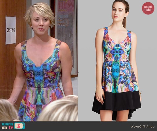 Black Halo Reese Dress in Gem Stone Print worn by Penny Hofstadter (Kaley Cuoco) on The Big Bang Theory