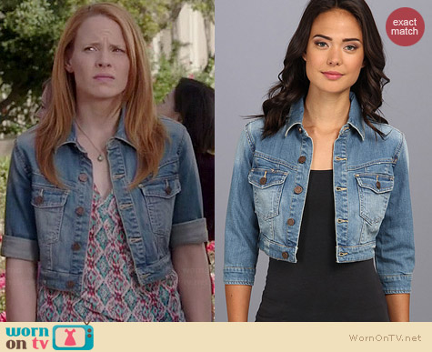 Blank NYC Cropped Denim Jacket worn by Katie Leclerc on Switched at Birth