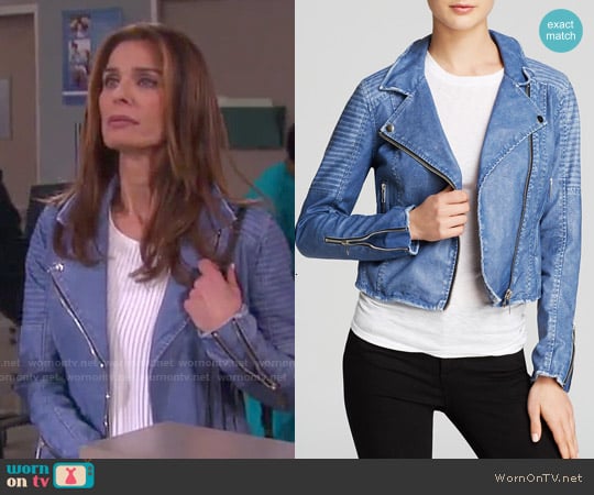 Blank NYC Faux Leather Moto Jacket worn by Hope Williams (Kristian Alfonso) on Days of our Lives