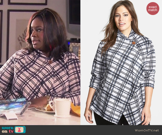 Bobeau Plaid One Button Fleece Cardigan worn by Donna Meagle (Retta) on Parks and Recreation