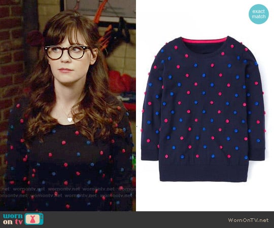 Boden Pom Pom Jumper worn by Jessica Day (Zooey Deschanel) on New Girl