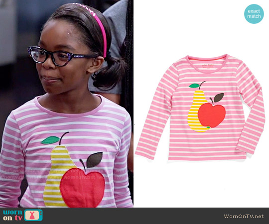 Mini Boden 'Stripy Appliqué' Tee worn by Diane Johnson (Marsai Martin) on Black-ish