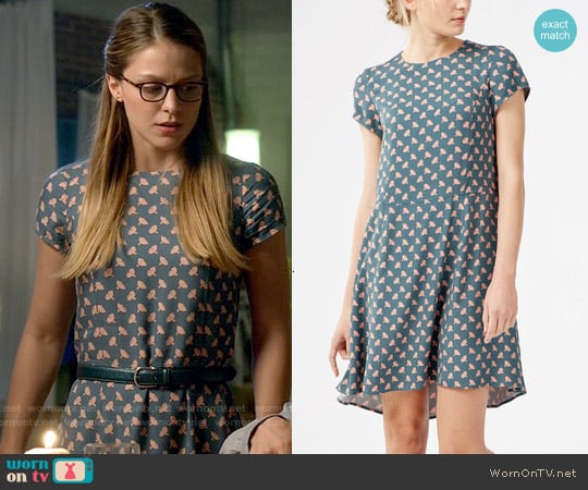 Boden Victoria Dress in Jade Fans worn by Kara Danvers (Melissa Benoist) on Supergirl