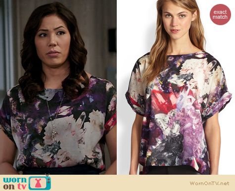 Bones Fashion: Alice + Olivia Neptune Crystal Top worn by Michaela Conlin