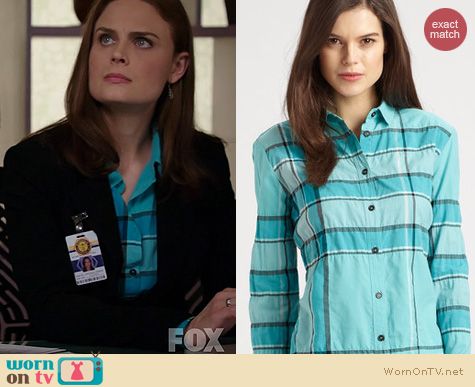 Bones Fashion: Burberry Checked Shirt worn by Emily Deschanel