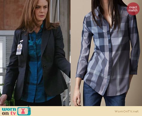 Bones Fashion: Burberry Check Shirt worn by Emily Deschanel