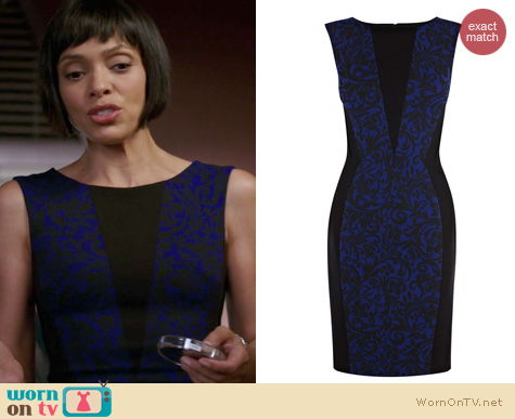 Bones Fashion: Karen Millen Brocade Print dress worn by Tamara Taylor