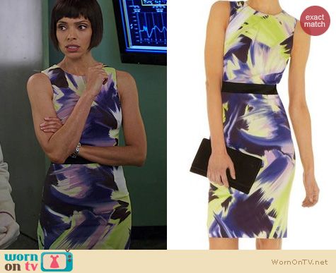 Bones Fashion: Karen Millen Dramatic Print Dress worn by Tamara Taylor