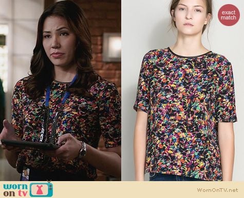 Fashion of Bones: Zara Printed Top worn by Michaela Conlin