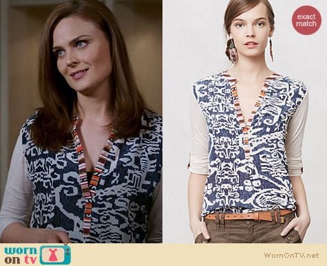 Bones Style: Anthropologie Sima Top worn by Emily Deschanel