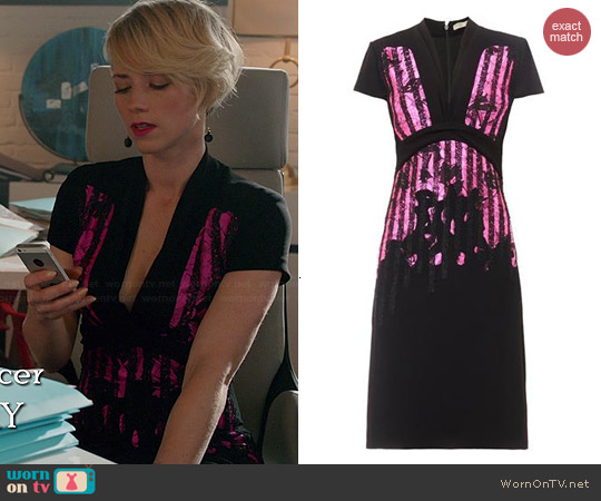 Bottega Veneta Embroidered Japanese Crepe Dress worn by Karine Vanasse on Revenge