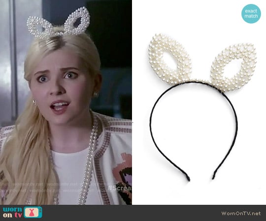 BP Pearly Bunny Ear Headband worn by Chanel #5 (Abigail Breslin) on Scream Queens