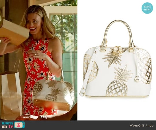 Brahmin Vivian Pineapple Dome Satchel worn by Paige Collins (Brooke D'Orsay) on Royal Pains