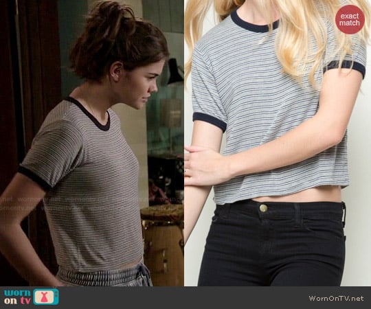 Brandy Melville Nadine Top in Grey Stripe worn by Callie Jacob (Maia Mitchell) on The Fosters