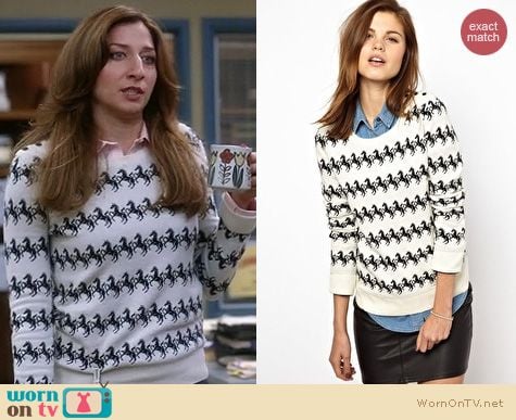 Brooklyn 99 Fashion: French Connection Horse Sweater worn by Chelsea Peretti