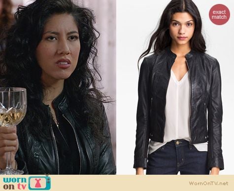 Brooklyn 99 Fashion: La Marque Perforated Leather Jacket worn by Stephanie Beatriz