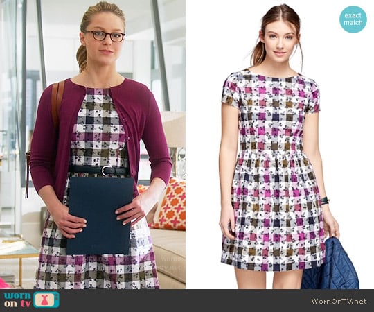 Brooks Brothers Exploded Floral Cotton Gingham Dress worn by Kara Danvers (Melissa Benoist) on Supergirl