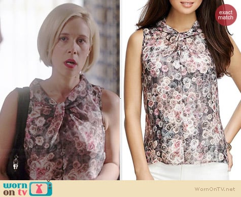 Brooks Brothers Floral Sleeveless Blouse worn by Liza Weil on HTGAWM